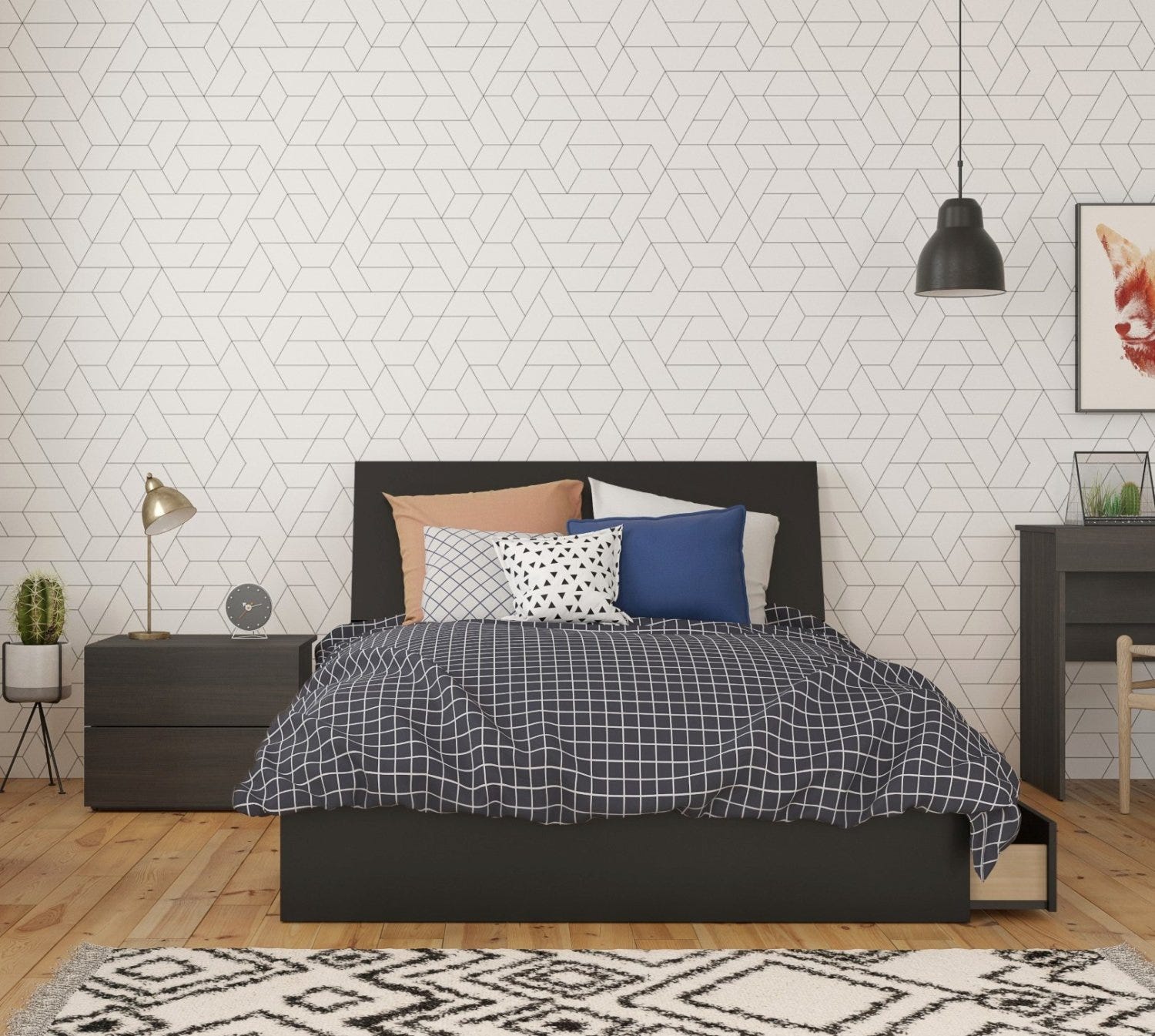 Zamora 3 Piece Full Size Bedroom Set Ebony Black