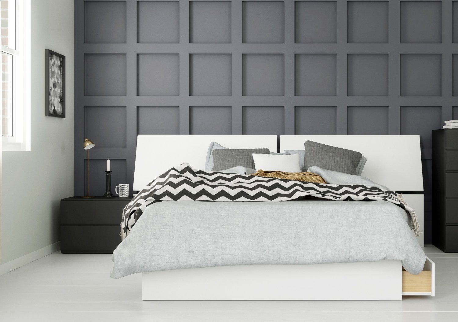 Context 3 Piece Full Size Bedroom Set Black White