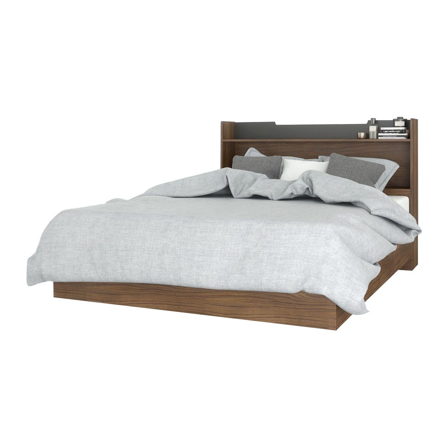 Nexera 2 Piece Full Size Bedroom Set Walnut Charcoal