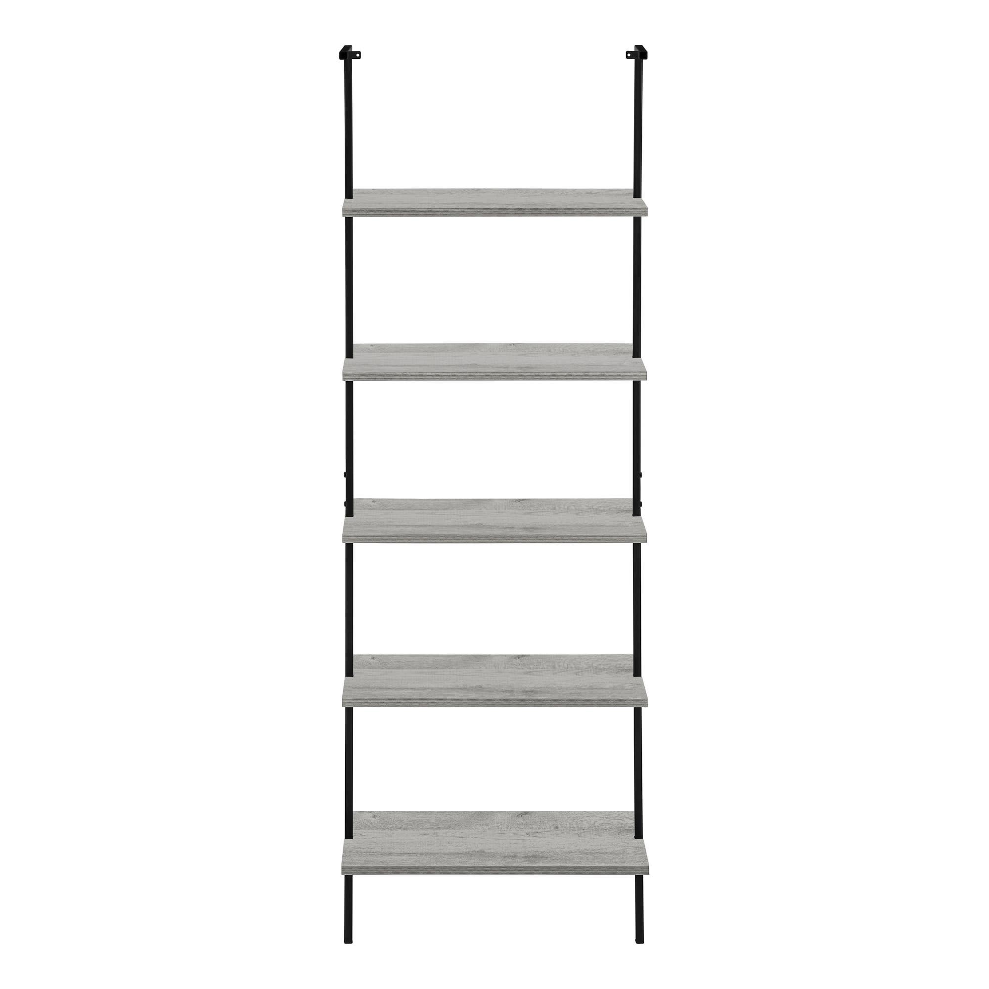Bookcase 72 h ladder grey black metal Monarch