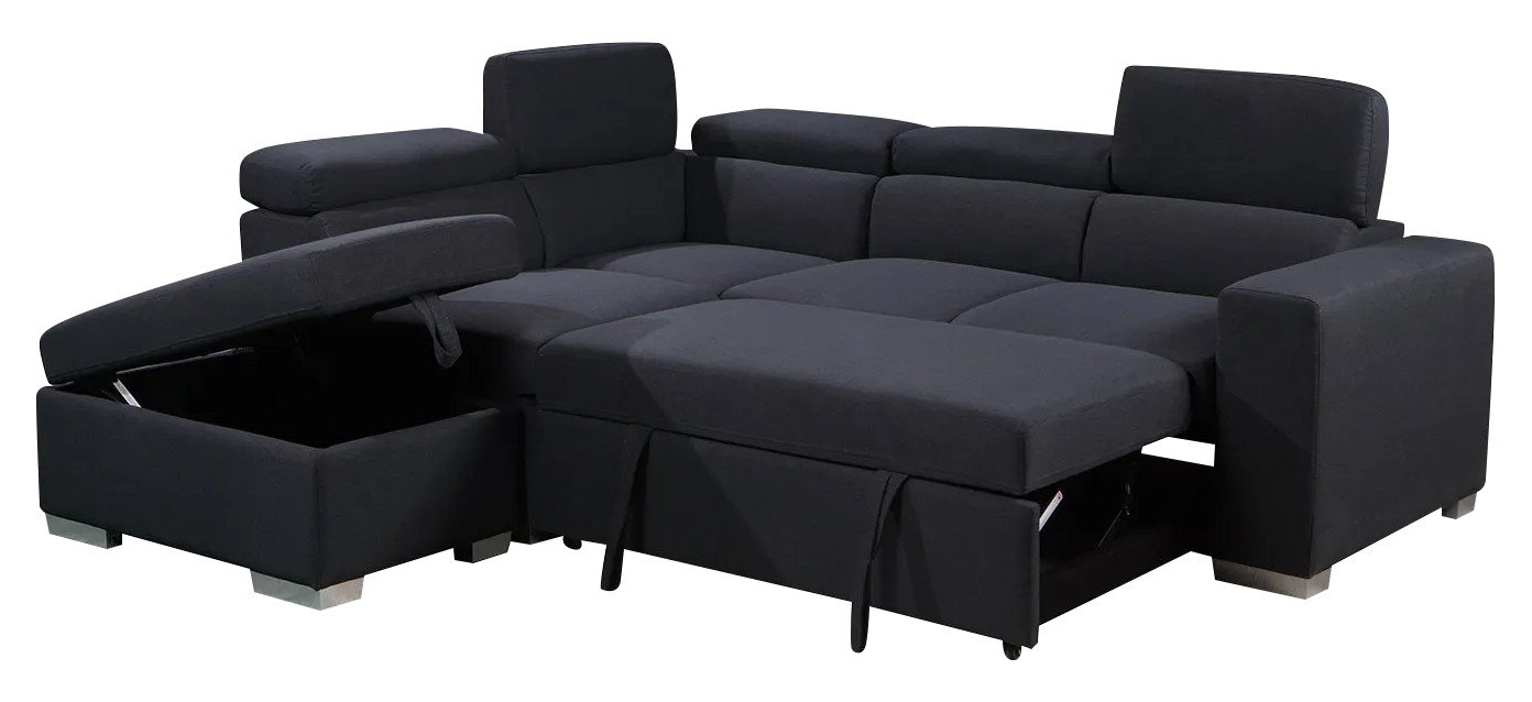 Sectional sofa bed with storage