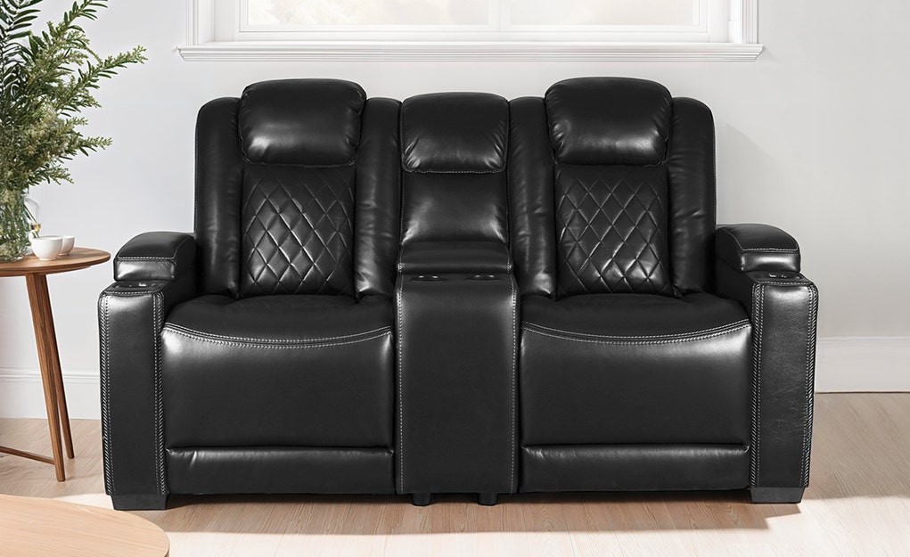Power Modular Reclining Loveseat and Console with Cup Holders - 3 pcs
