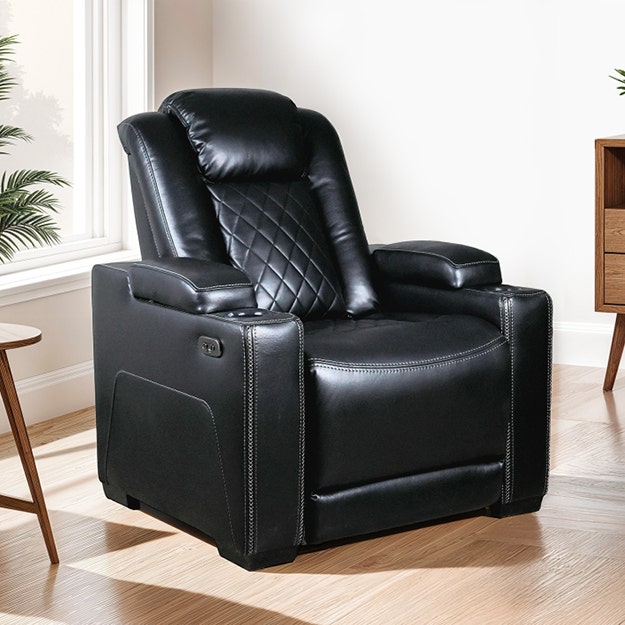 Power Modular Recliner with Storage in the Armrests, Cup Holders, and LED Lighting
