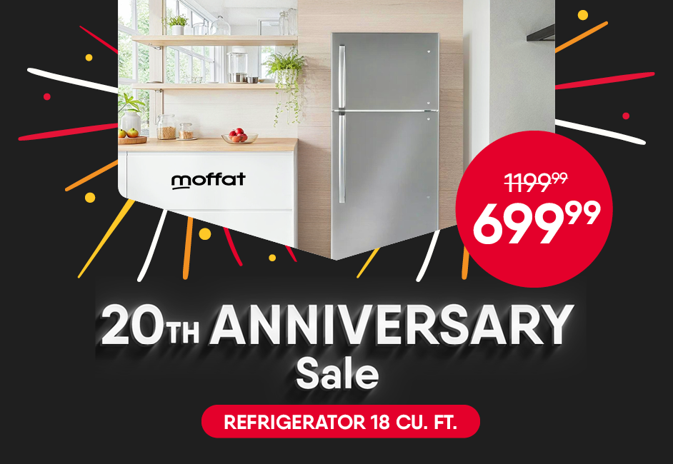 20th Anniversary Sale. Moffat refrigerator.