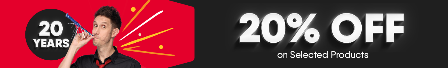 20th Anniversary. 20% Off on Selected Products