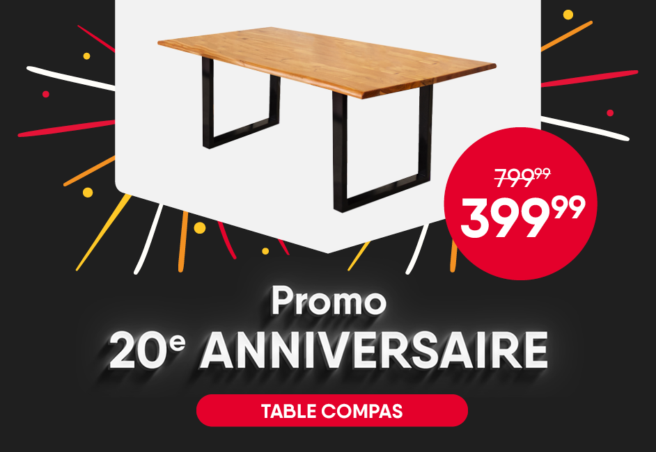 Promo 20e anniversaire. Table compas.