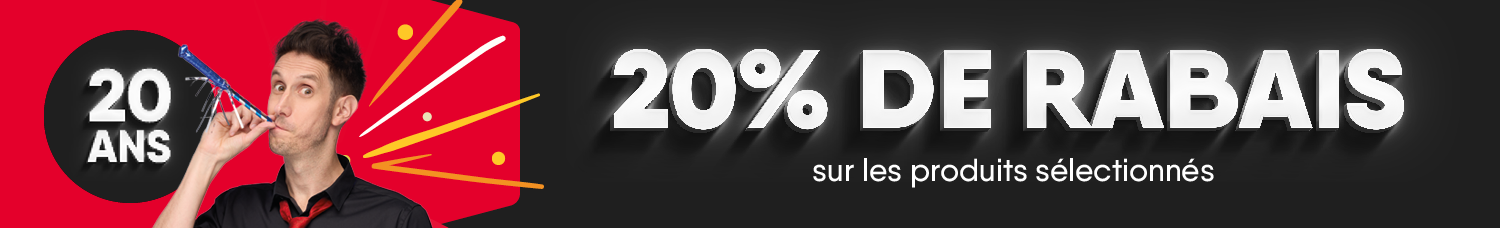 20 ans. 20% de rabais sur les produits sélectionnés