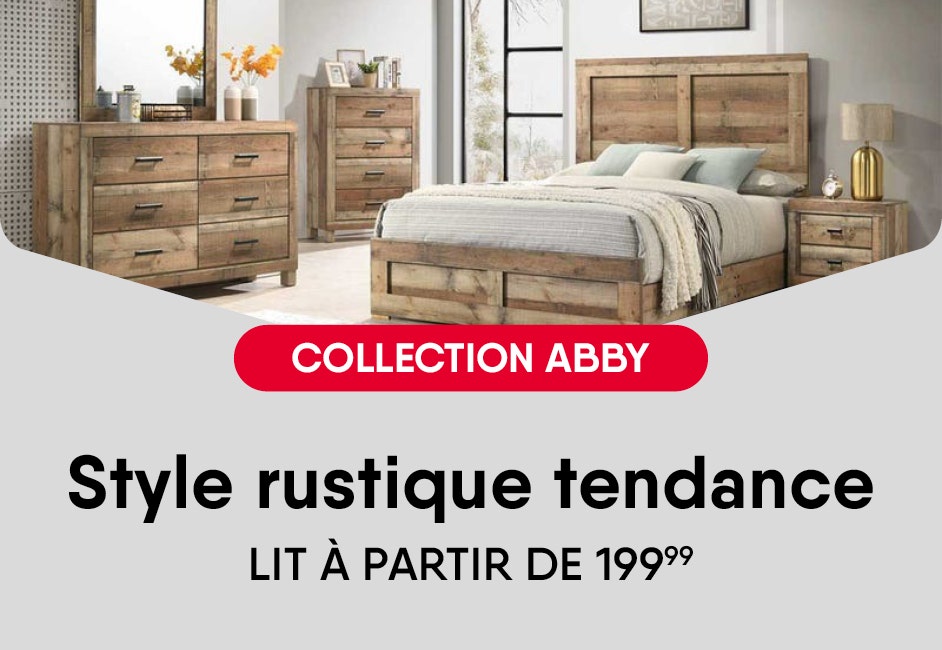 Collection Abby - Style rustique tendance. Lit à partir de 199.99