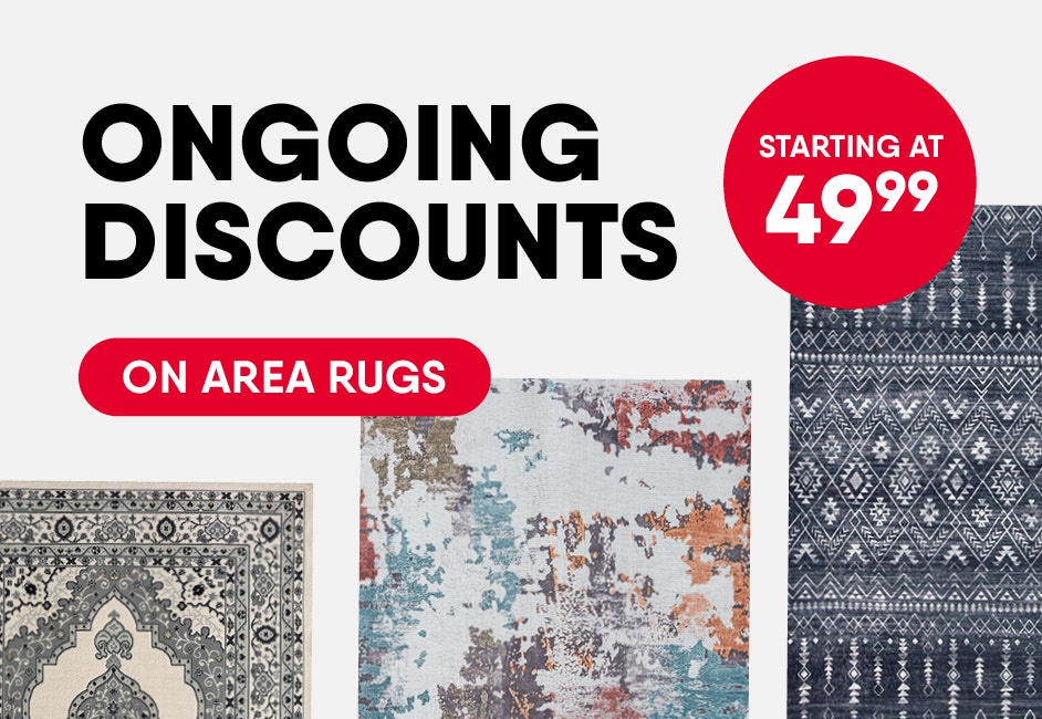 Ongoing Discounts on Area Rugs! Starting at Only $49.99.