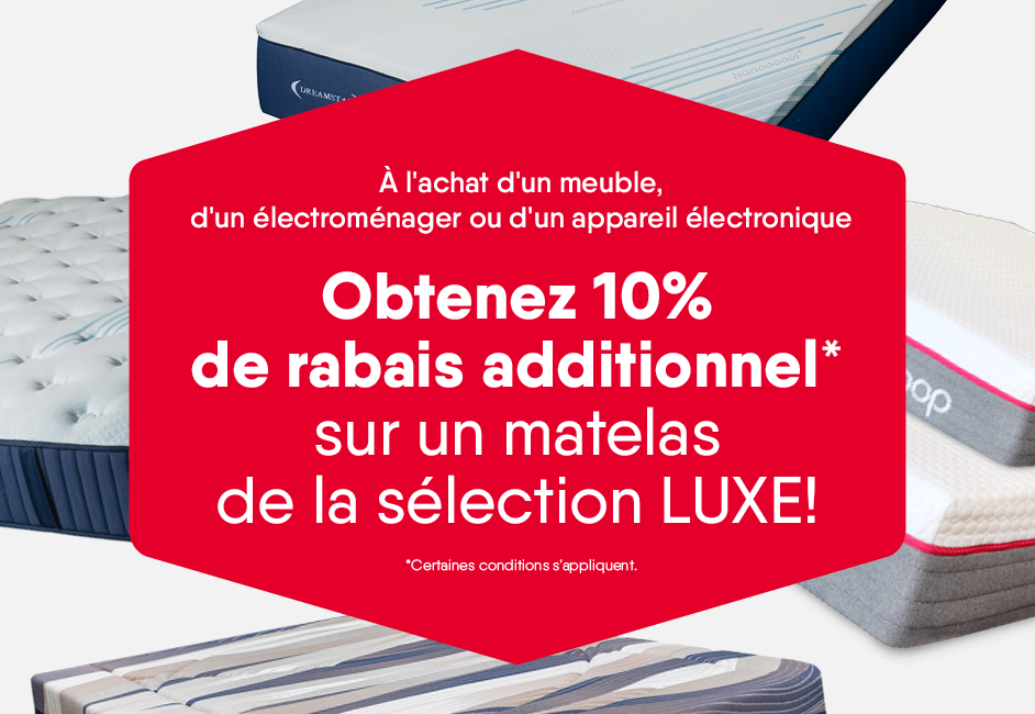 PROMO 10% À L'ACHAT D'UN MATELAS LUXE