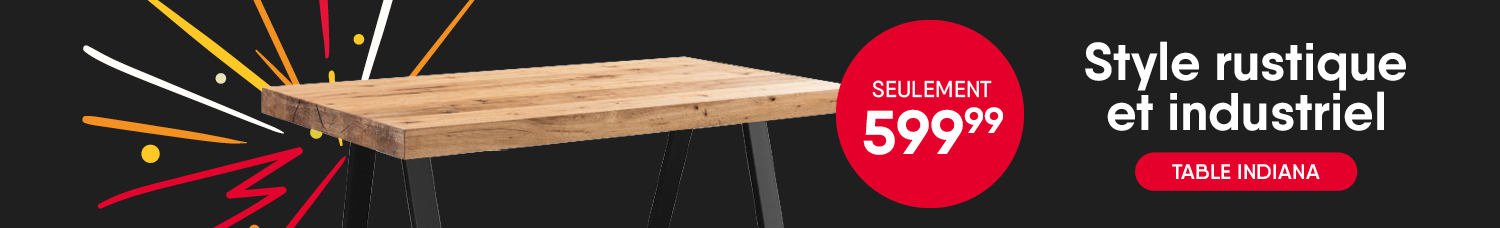 Style rustique et industriel. Table Indiana