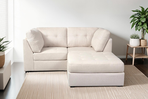 Modular Loveseat with Ottoman - Beige