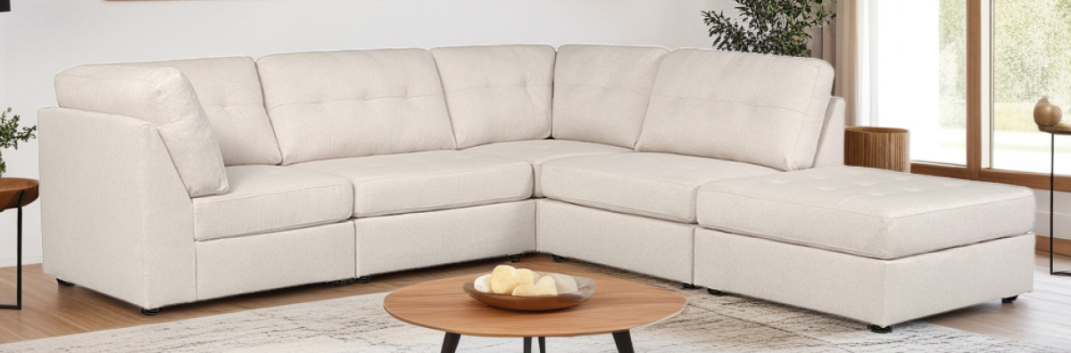 Modular Sectional with Ottoman - Beige