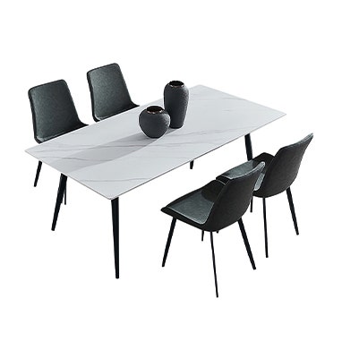 Table cuisine et 6 chaises encastrables bois et blanc