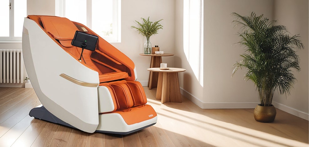 Massaging Chair - Orange and Beige