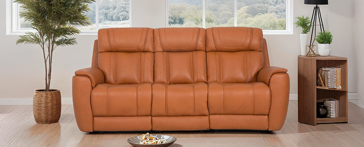 Genuine Leather Power Modular Reclining Sofa with Drop-Down Backrest - 3 pcs