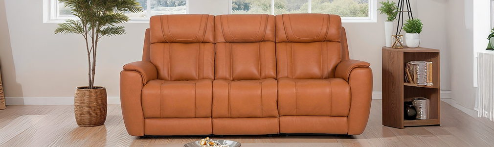 Genuine Leather Power Modular Reclining Sofa with Drop-Down Backrest - 3 pcs