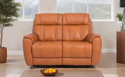 Genuine Leather Power Modular Reclining Loveseat - 2 pcs