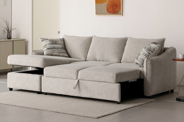Modular Sectional with Retractable Footrest and Chaise with Storage