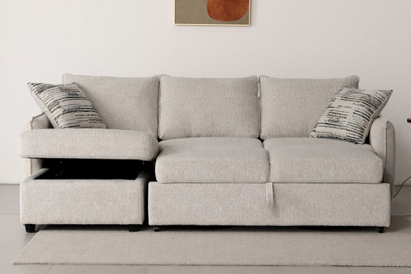 Modular Sectional with Retractable Footrest and Chaise with Storage
