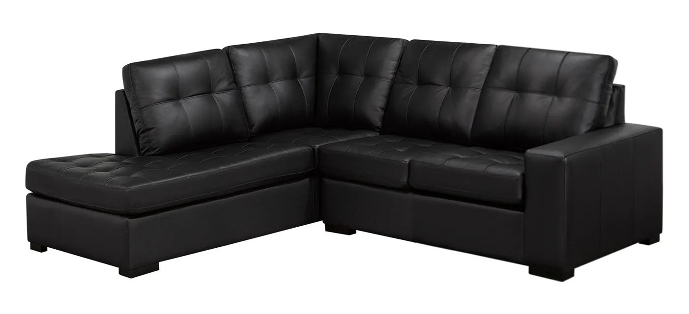 Leather sectional with chaise lounge.