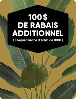 100$ de rabais additionnel, à chaque tranche d’achat de 1000$
