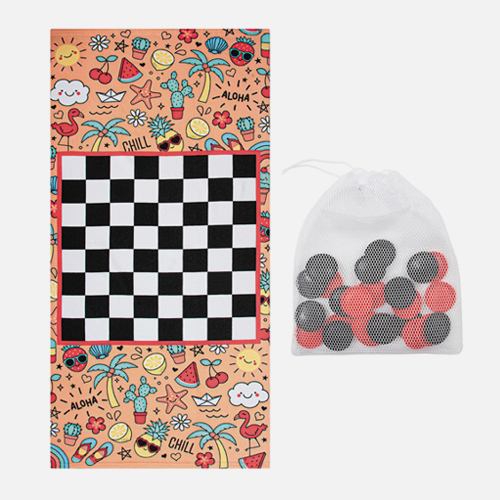 Serviette de plage ludique en microfibre - avec pièces de jeux