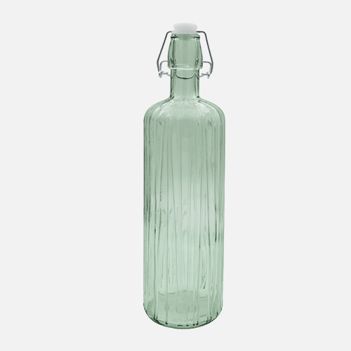 Bouteille verte en verre texturé - 1 L