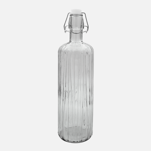 Bouteille grise en verre texturé - 1 L