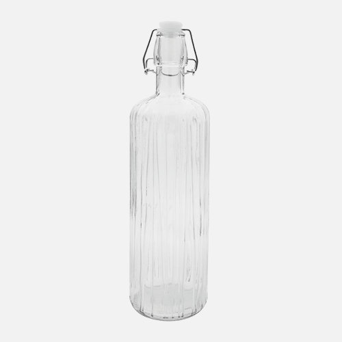 Bouteille transparente en verre texturé - 1 L