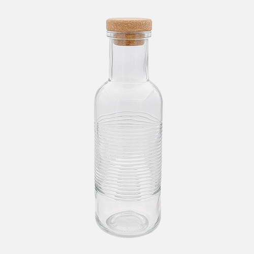 Bouteille transparente avec couvercle en liège - 1 L