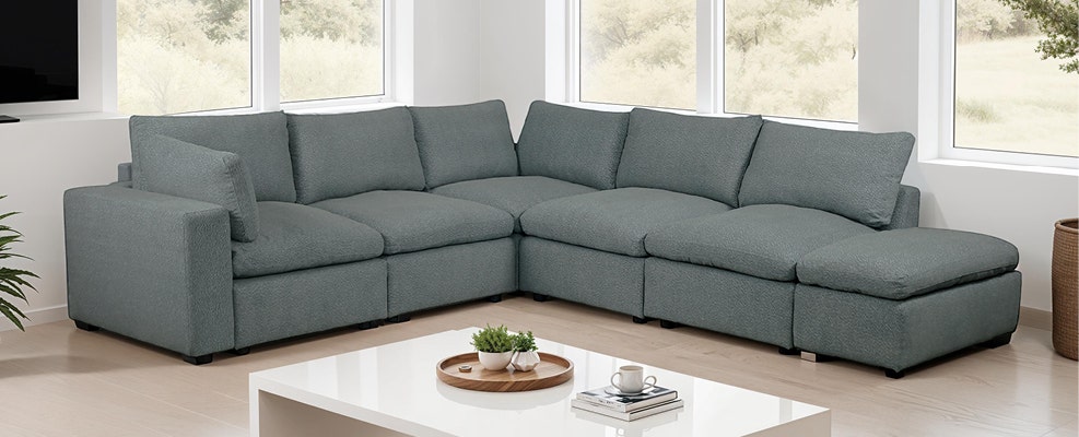 Modular Sectional with Ottoman - Grey