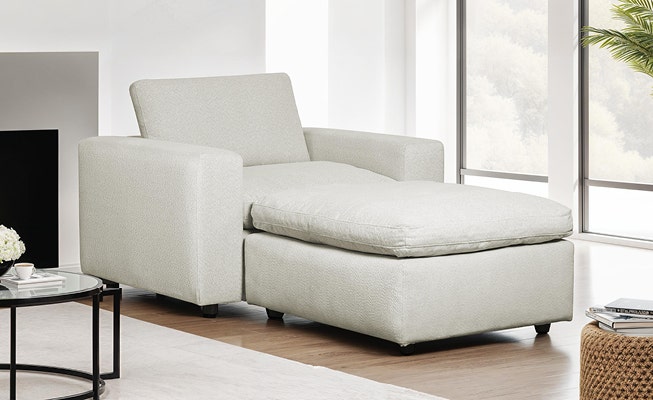 Modular Armchair with Ottoman - Beige