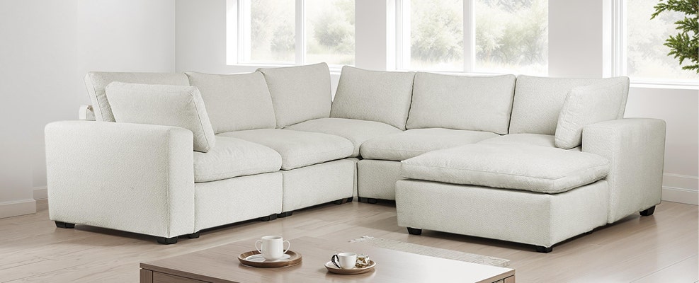 Modular Sectional with Ottoman - Beige