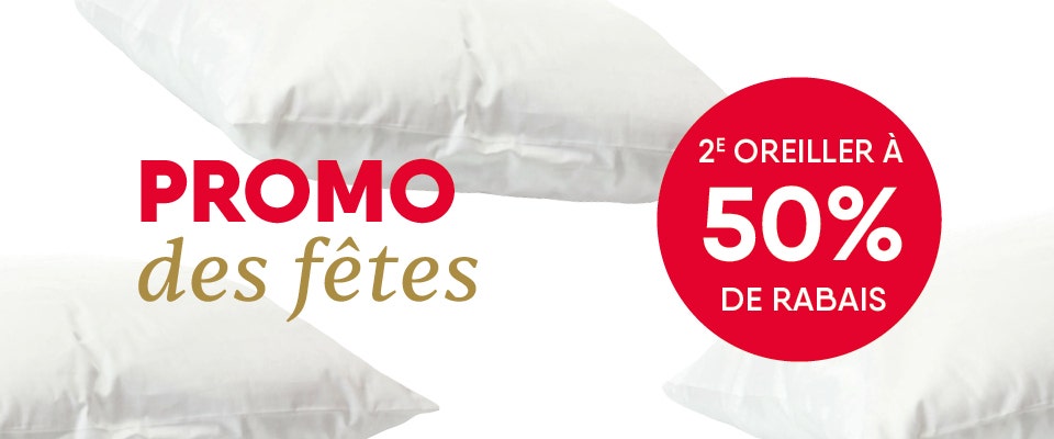 2e oreiller à 50% de rabais