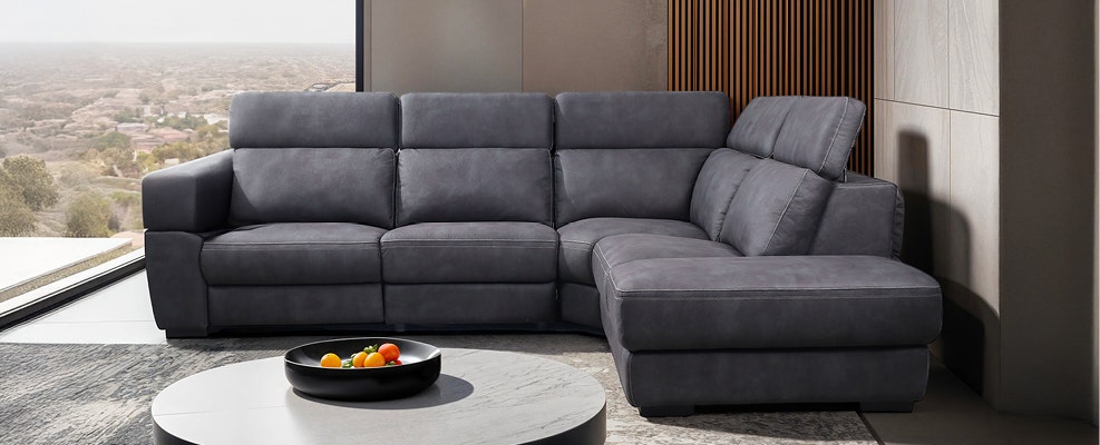 Power Modular Reclining Sectional with Adjustable Headrests and Ottoman
