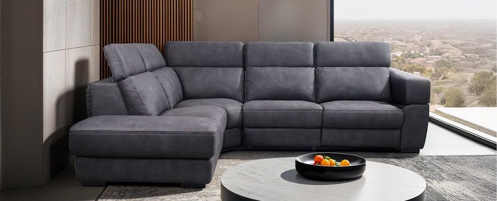 Power Modular Reclining Sectional with Adjustable Headrests and Ottoman