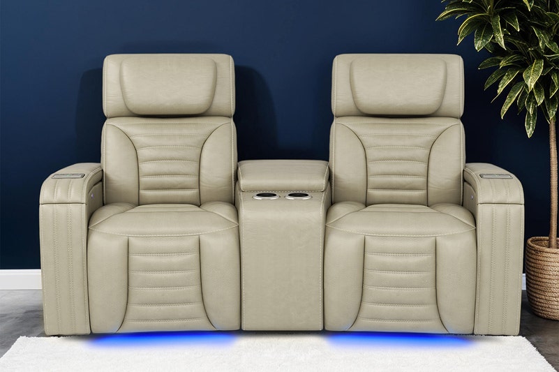 Power Modular Reclining Heating Massaging Loveseat and Angular Console