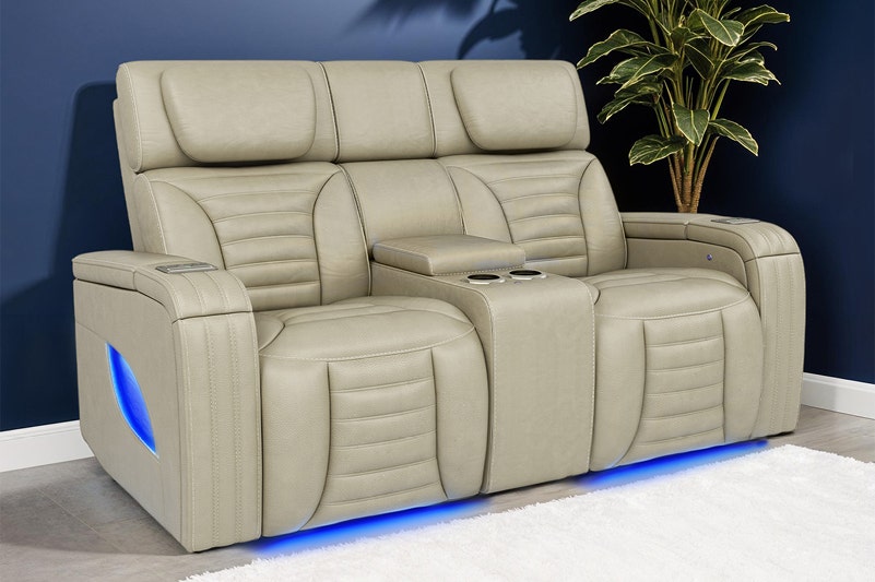 Power Modular Reclining Heating Massaging Loveseat and Console