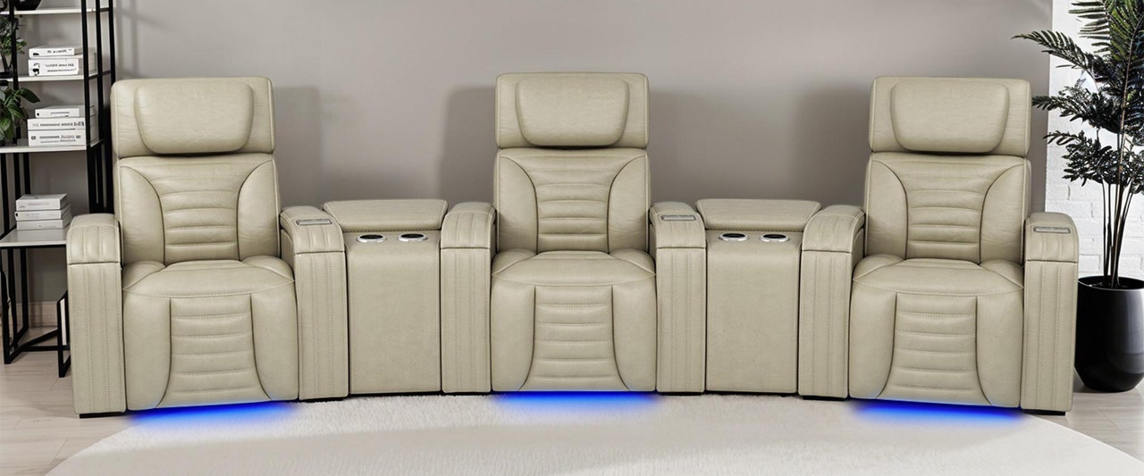 Power Modular Reclining Heating Massaging Sofa and Angular Consoles