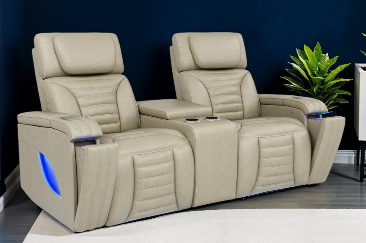 Power Modular Reclining Heating Massaging Loveseat and Console