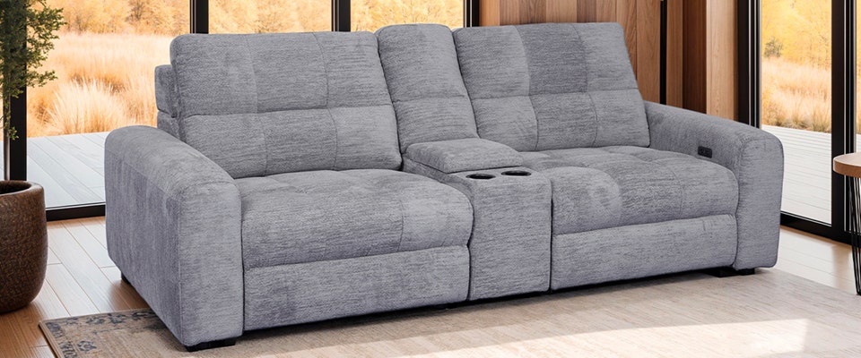 Modular Loveseat with Power Sliders and Console