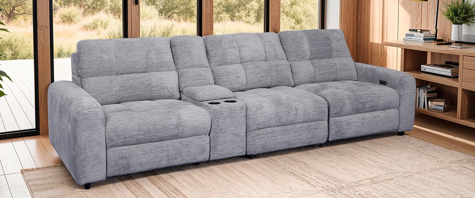 Power Modular Sofa with 2 Sliders and Console