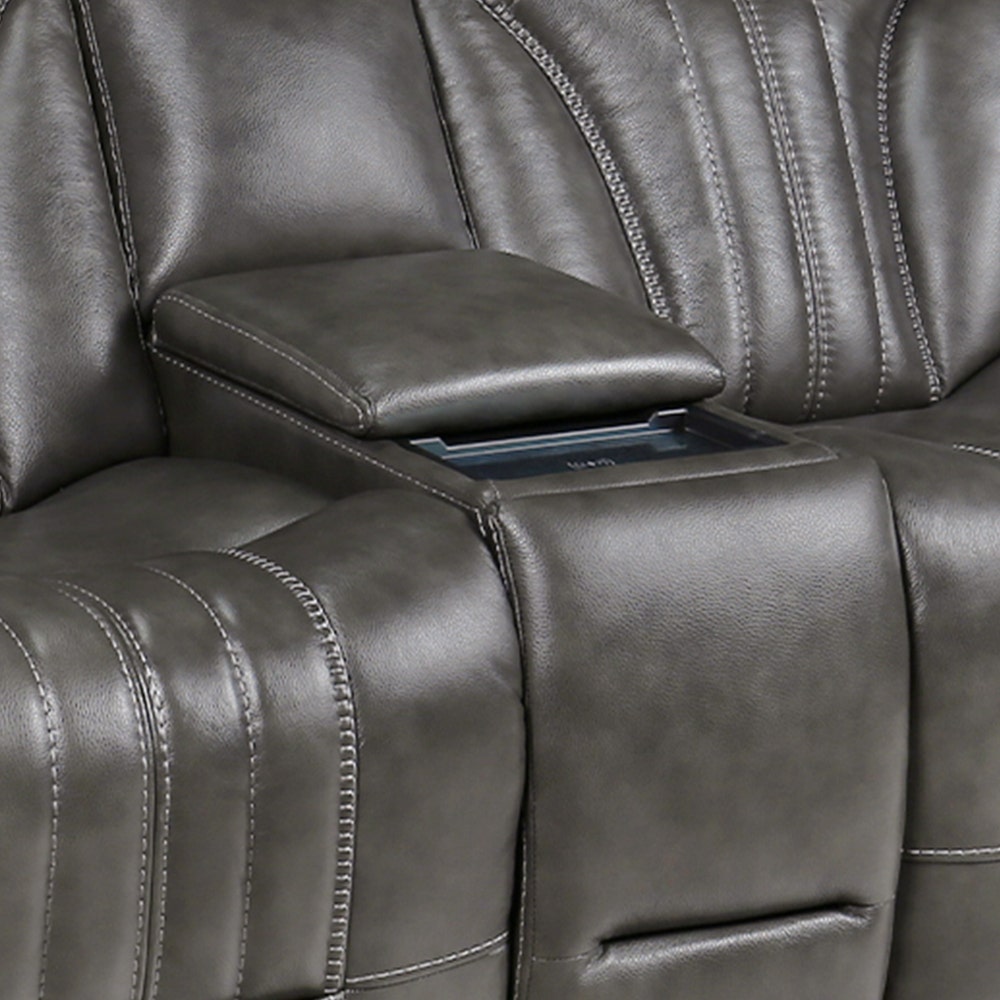 Console of the Loveseat with Storage and Integrated Phone Charger