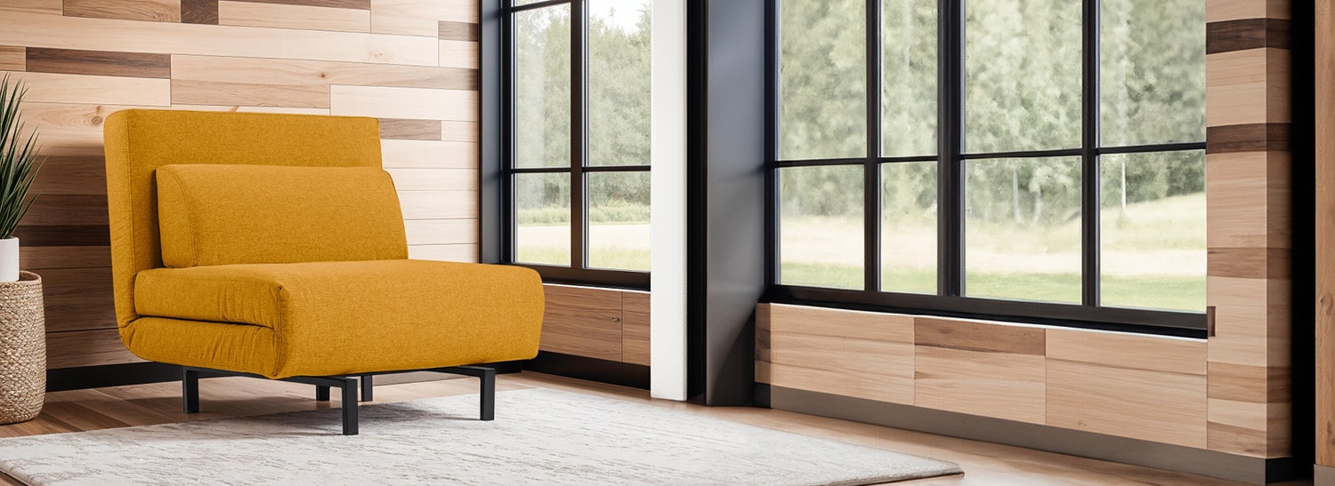 Swivel Convertible Armchair - Yellow