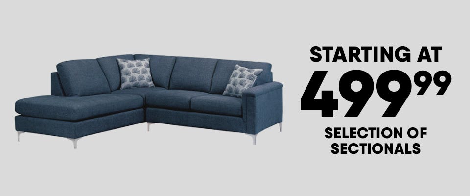 Selection of sectionals starting at $499.99