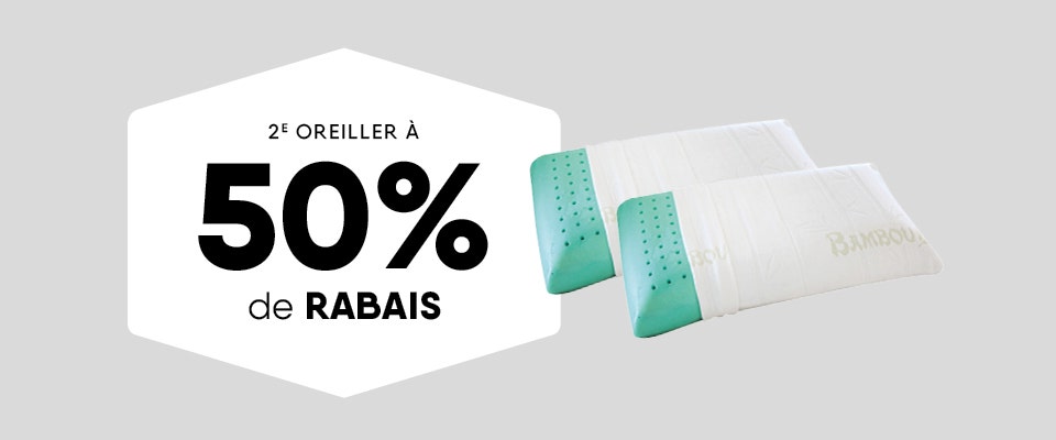 2e oreiller à 50% de rabais