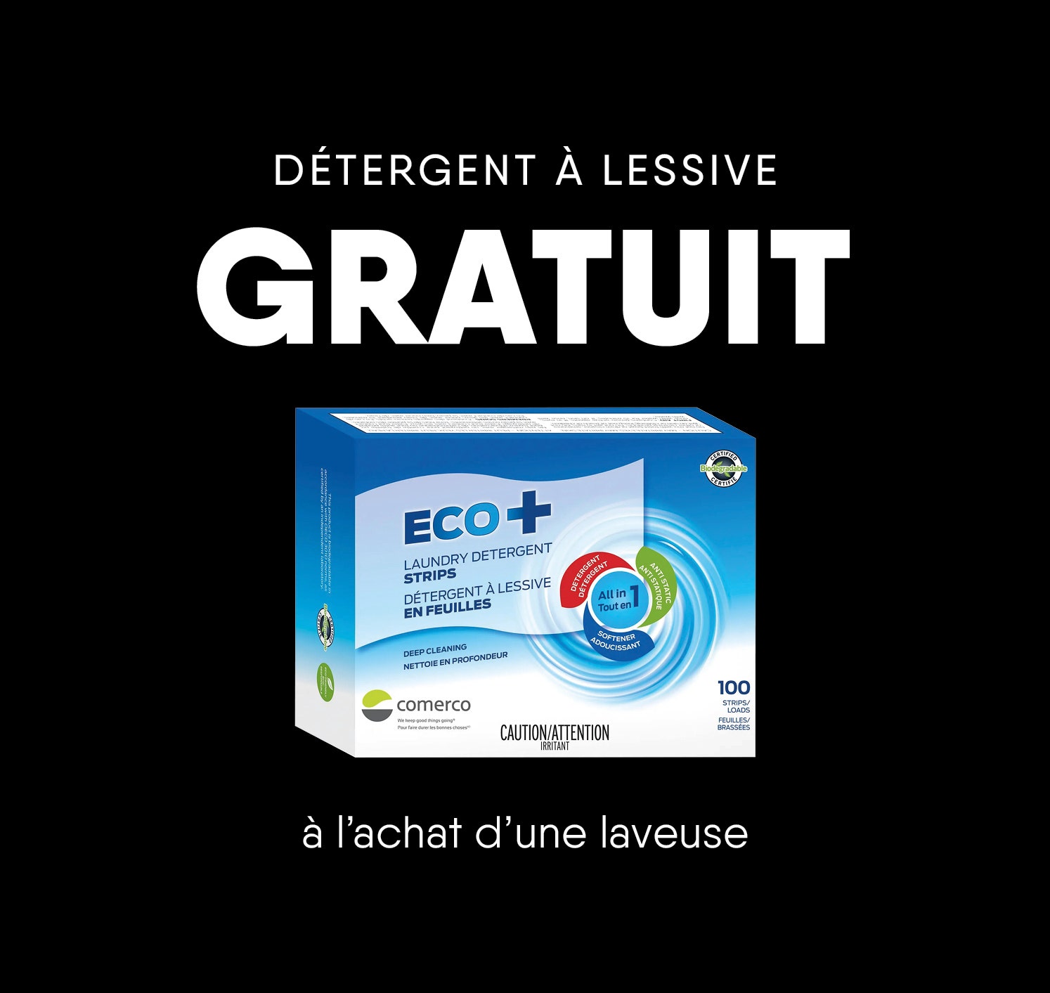 Détergent à lessive gratuit à l'achat d'une laveuse