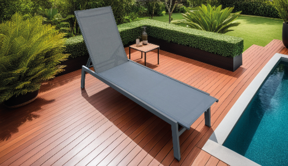 Grey Textilene Outdoor Lounge Chair