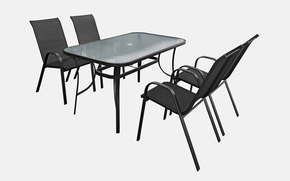 Set of aluminum rectangular table with 4 chairs | Outdoor furniture